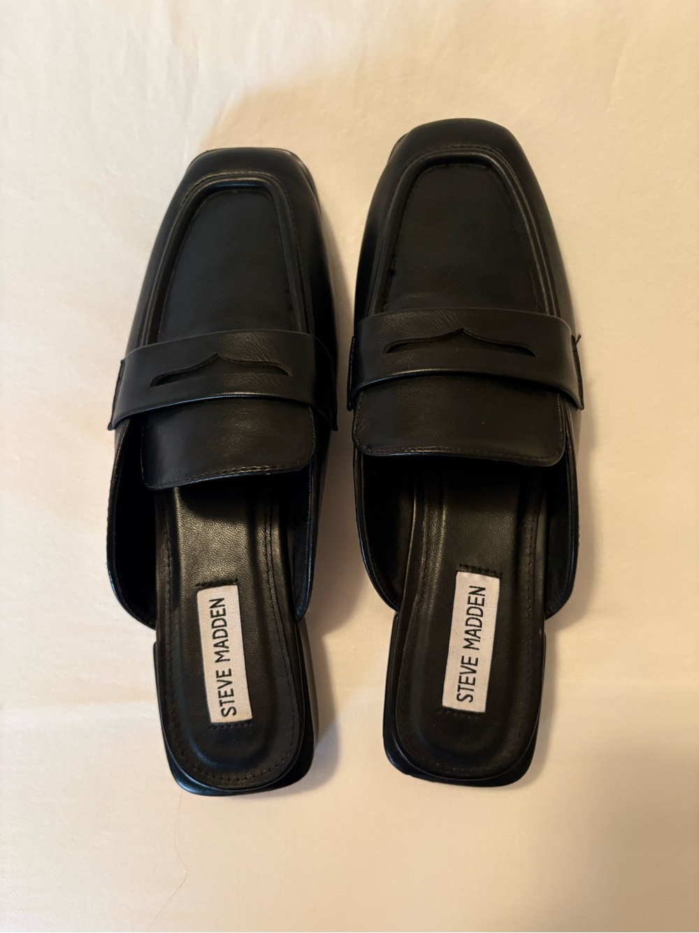 Steve Madden Black Leather Slip-On Mule Loafers